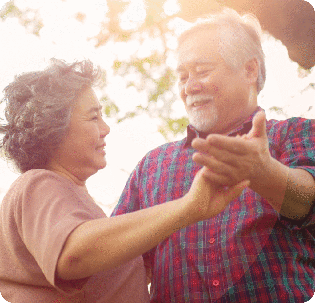 Older couple dancing to celebrate CARLEN, redefining what's possible in transcatheter mitral repair.